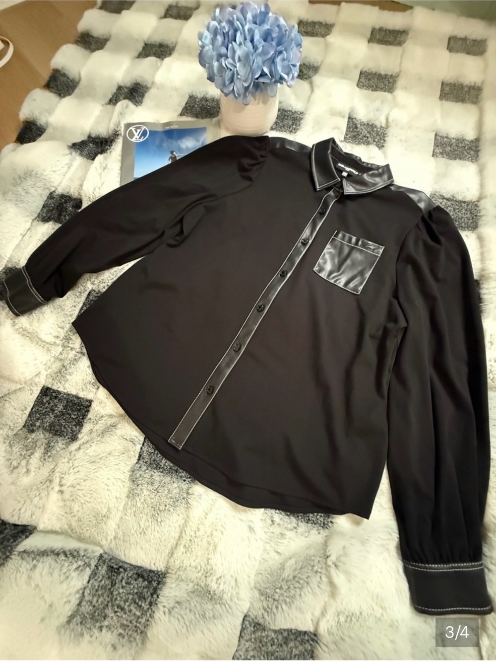 Karl Lagerfeld Black Shirt Jacket with Gloss Trim
